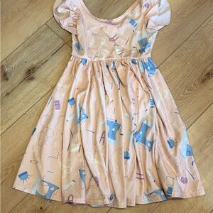 Dot Dot Smile Peach Dress with Blue Patterns